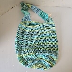 Crochet Knitted Tote Bag Single Handle Breathable Boho Summer Beach 14x14
